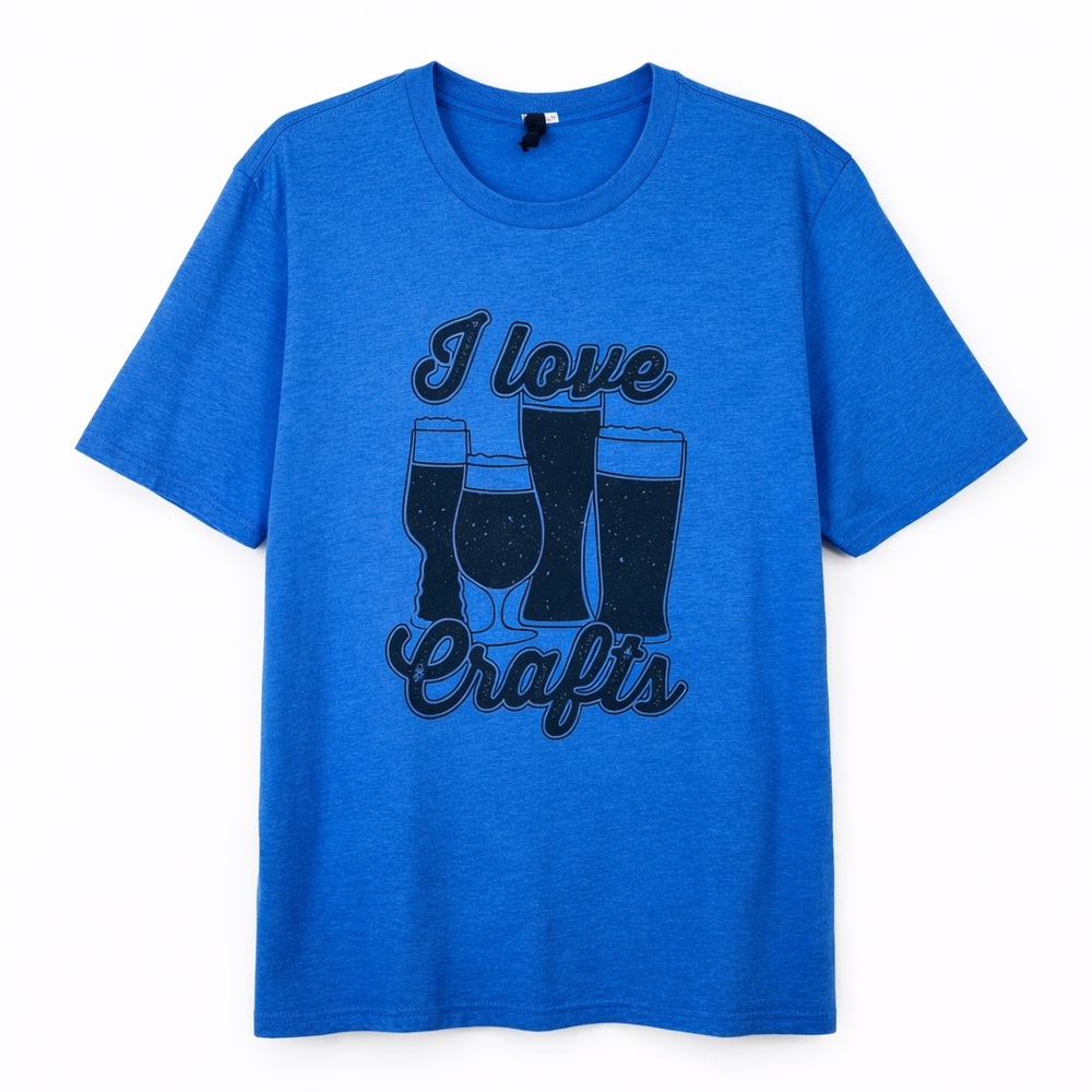 I Love Crafts Beer Graphic Tee Blue 2X Plus Size Funny Brewery Drinking Shirt